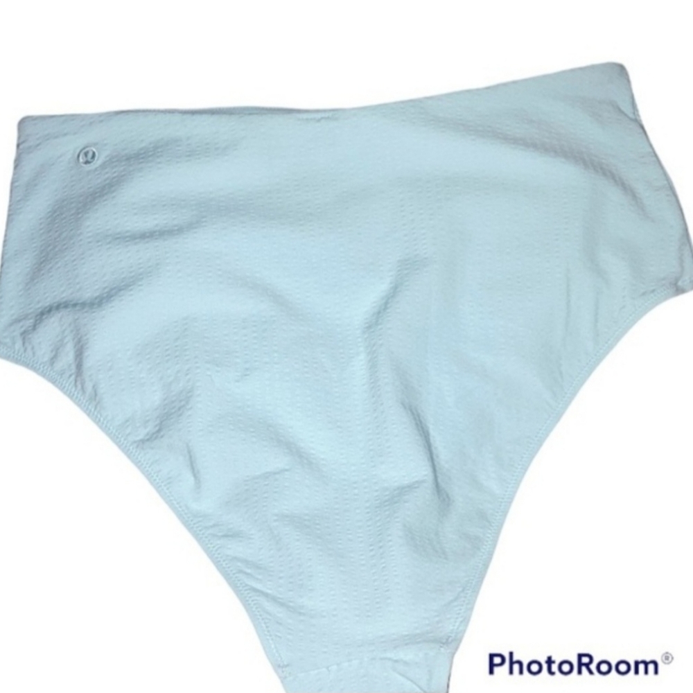 Lululemon Waterside Seersucker High Waist Skimpy Swim Bottom Sheer Blue NWOT XL - Picture 4 of 7